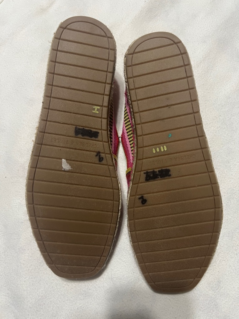 Chelsea & Violet Mimi Pink and Yellow Striped Canvas Espadrilles Size 9 - Picture 7 of 8